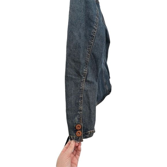 Levi Strauss M Button Front Fitted Jean Jacket Denim Wash Copper Color Buttons - Picture 9 of 9